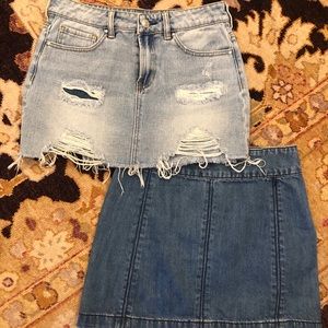 Denim mini skirts